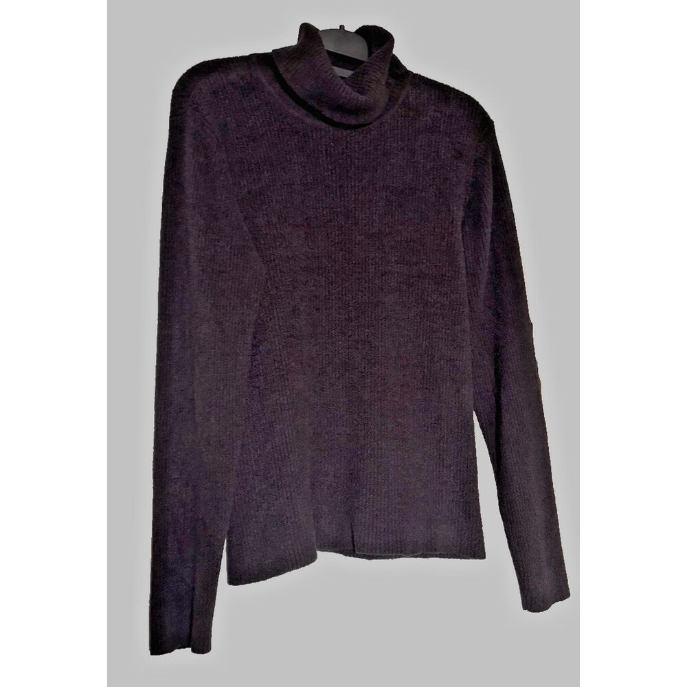 Talbots Size Medium Turtleneck Sweater Black Ribbed Knit Top Classic